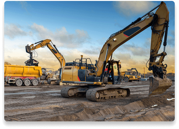 Cat excavators on a site